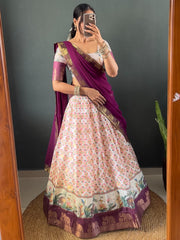 Sale South Indian Style Soft Dola Cotton Silk Lehenga Choli