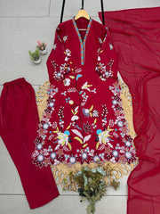 Festive Special Glass Roman Embroidery Work Salwar Suit