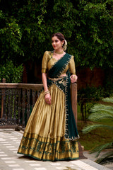 Traditional Poly Cotton Zari Weaving Work Lehenga Choli