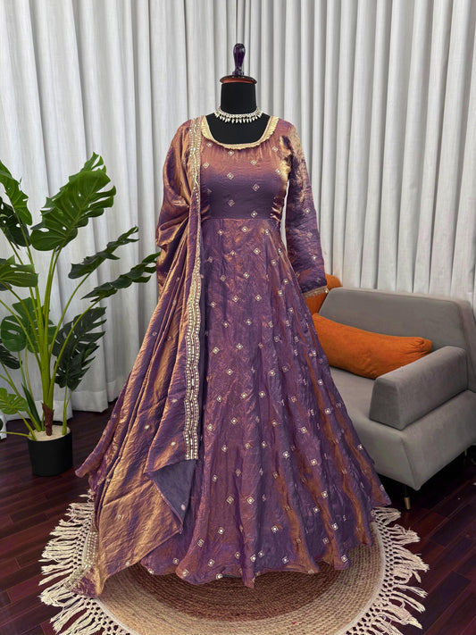 Elegant Fendy Silk Sequence Work Gown