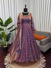 Elegant Fendy Silk Sequence Work Gown