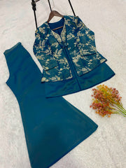 Trendy Coss-Moss Sequence Embroidery Work Co-ord Set