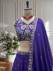 Trending Designer Purple Embroidery Sequence Thread Lehenga Choli