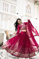 Beautiful Festival Georgette Embroidery Sequence Work Lehenga Choli