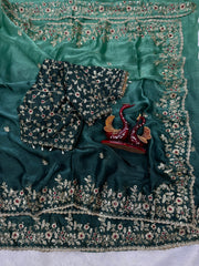Party-wear Shaded Color In Soft Fendy Chiffon Sequence Work Saree