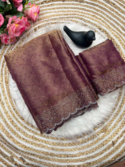 Beautiful Fandy Satin Weaving Zari Pattern Saree