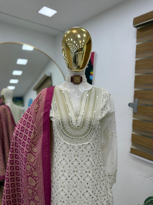 Designer Party-wear Georgette Sequence Embroidery Suit