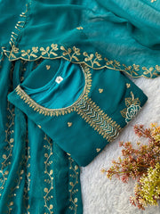 Party-wear Georgette Sequence Embroidery Work Gharara