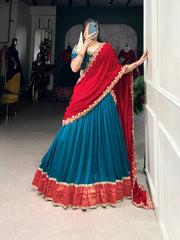 Beautiful Traditional Vichitra Silk Zari Weaving Work Lehenga Choli