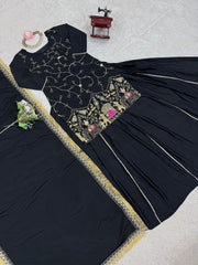 Beautiful Natural Crepe Silk Beads With Thread & Sequence Work Sharara
