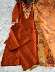 Beautiful Roman Silk Embroidery With Sequence Work Dress