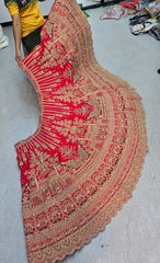 Trending Premium Silk With Zarkan Diamond & Embroidery Work Red Bridal Lehenga