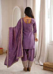 Festive Special Vichitra Silk Embroidery Sequence Zari Dori Work Salwar Suit