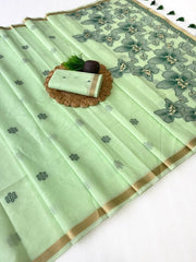 Beautiful Elegant Jamdhani Handloom Cotton Silk Saree