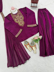 Stylish Designer Fendy Silk Thread & Sequence Work Sharara Set