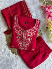 Pretty Pink Roman Silk Embroidery With Sequence Work Dress