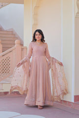 Beautiful Fendy Chiffon Rich Sequence & Zari Embroidered Gown