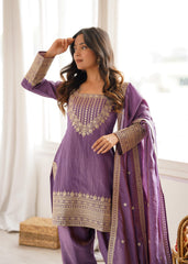 Festive Special Vichitra Silk Embroidery Sequence Zari Dori Work Salwar Suit