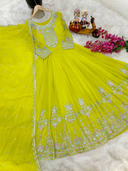 Party-wear Georgette Designer Sequence Embroidery Work Gown