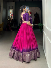 Graceful Elegance Pure Chanderi Color Padding With Zari Weaving Work Lehenga Choli