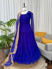 Beautiful Festive Special Georgette Ruffle Style Anarkali Gown