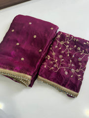 Party-wear Space Satin Multi Sequence With Real Mirror Lace Saree