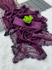Party-wear Rangoli Silk Shining Handmade Diamond Panel Work Saree