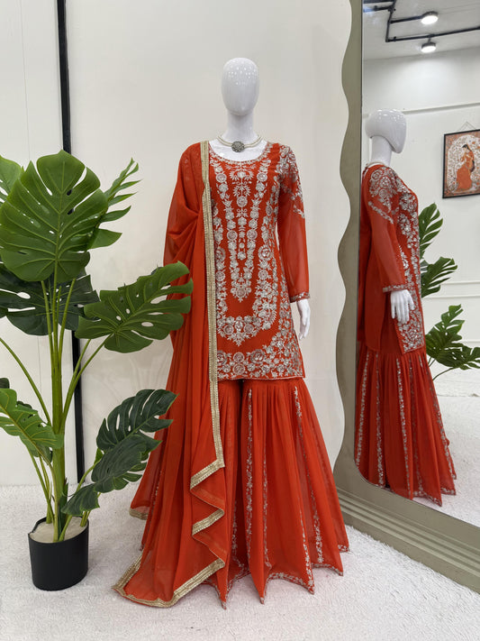 Party-wear Georgette Thread With Sequence Work Sharara