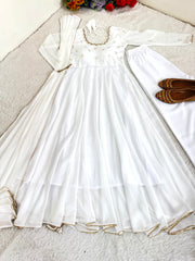 Attractive Real Mirror Embroidery Work Gown