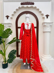 Elegant Trending Chinon Silk Thread With Sequence Work Anarkali Gown