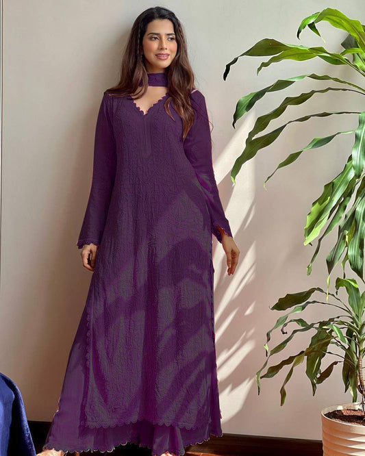 Elegance Cotton Georgette Embroidery Work Salwar Suit