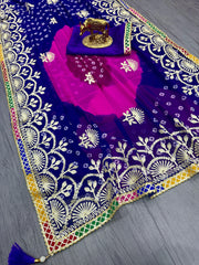 Beautiful Pure Georgette With Jaipur Bandhani Saree