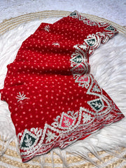 Beautiful Soft Georgette Bandhej Saree