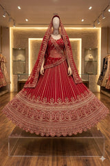 Red Trending Premium Silk With Zarkan Diamond & Embroidery Work Bridal Lehenga