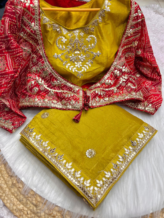 Party-wear Designer Gold Crush Premium Quality Saree