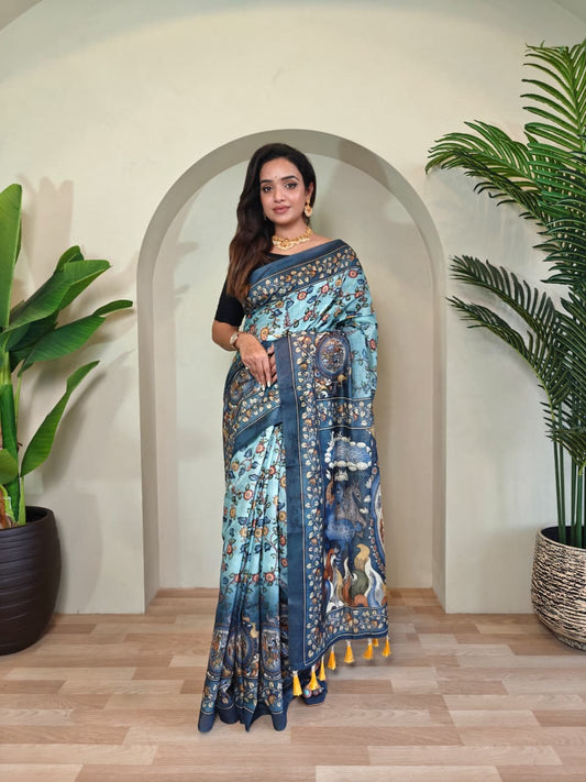 Beautiful Malai Cotton Printed Saree