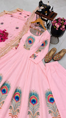Party-wear Fendy Silk Printed With Lace Work Gown