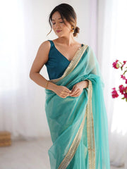 Beautiful Twill Net Fancy Lace All Over The Border Work Saree