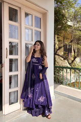 Elegant Fendy Silk Thread Sequence Work Gown