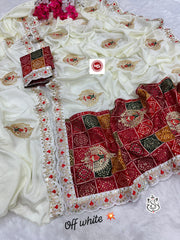 Beautiful Soft Chinon Embroidery Work Saare