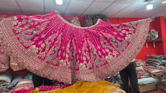 Beads Handwork Rani Hot Pink, Maroon Cherry Red, Rust Orange Latest Bridal Lehenga