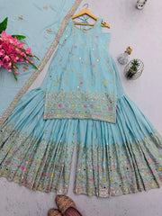 Designer Party-Wear Heavy Embroidery Sequence  & Real Mirror Work Dress
