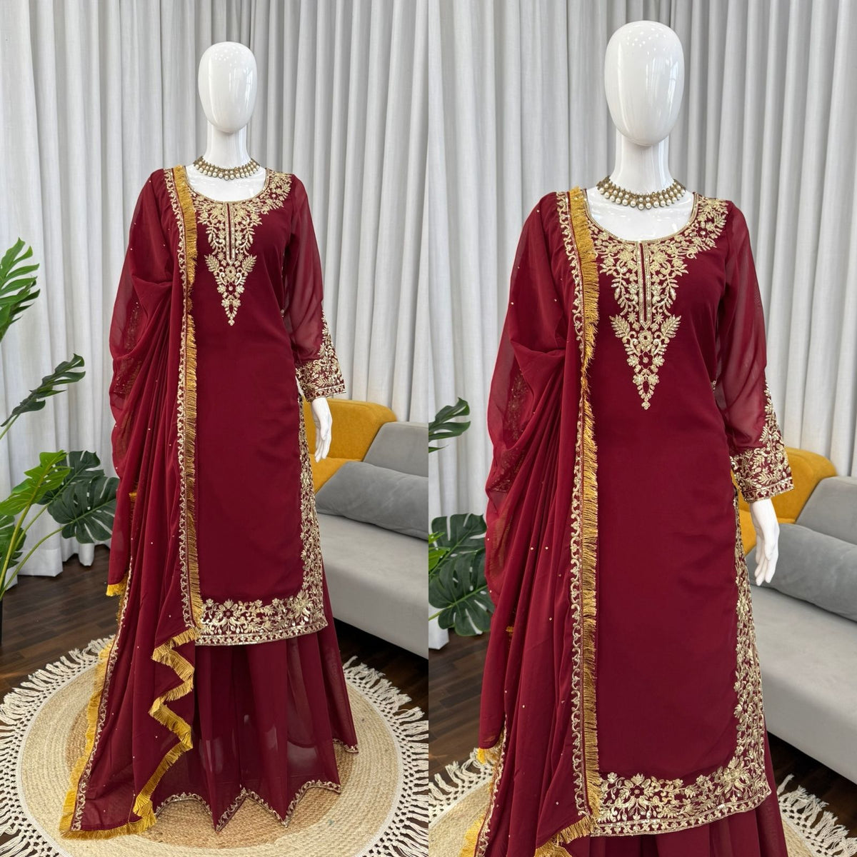 Party-wear Georgette Thread With Sequence Work Salwar Suit