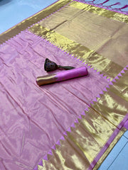 Pure Soft Tissue Silk Big Temple Boder Work Saree