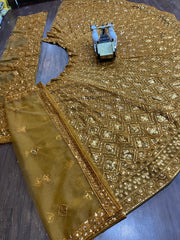 Party-wear Soft Butterfly Embroidery Sequence Work Lehenga Choli