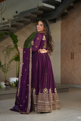 Party-wear  Blooming Designer Rich Zari & Sequence Embroidered Gown