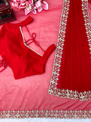 Party-wear Georgette Thread With Sequence Work Saree