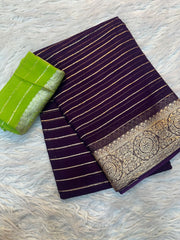 Beautiful Georgette Saree With Running Contrast Blouse