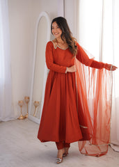 Beautiful Soft Nylon Net With Fancy Mirror Lace Gown