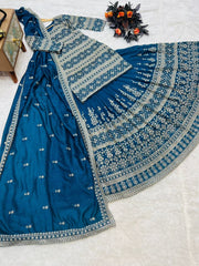 Trending Party-wear Silk Sequence & Embroidery Work Lehenga With Top